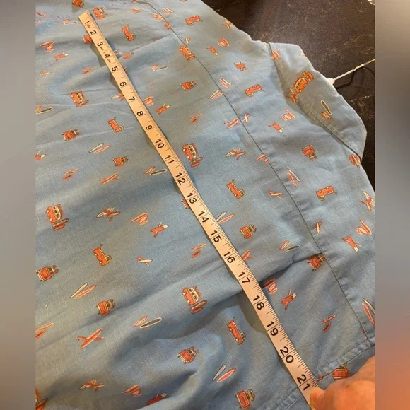 KAHALA 1936 Linen Cotton Men’s 2XL Hawaian Shirt Blue VW Bus Pattern SS - Picture 7 of 10